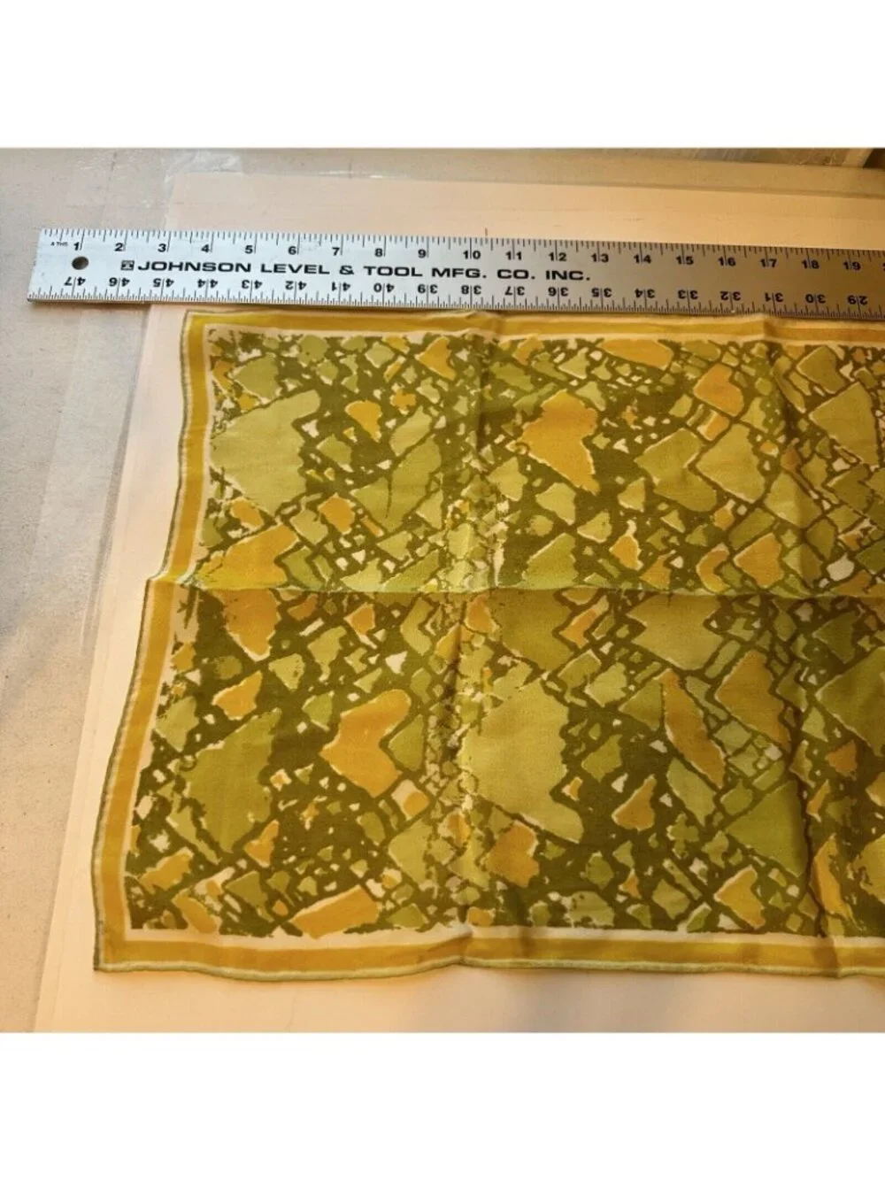 Vtg 1960s VERA Womens Silk Scarf Long Yellow Green Geometric Scarves Retro